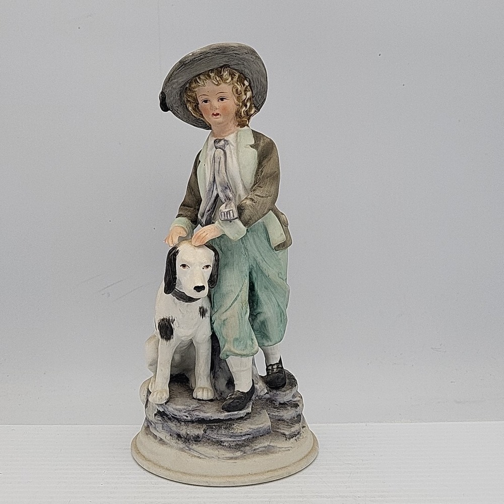 Vintage Ethan‎ Allen Boy with Dog Figurine  3213A